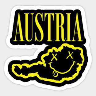Vibrant Austria: Unleash Your 90s Grunge Spirit! Smiling Squiggly Mouth Dazed Smiley Face Sticker